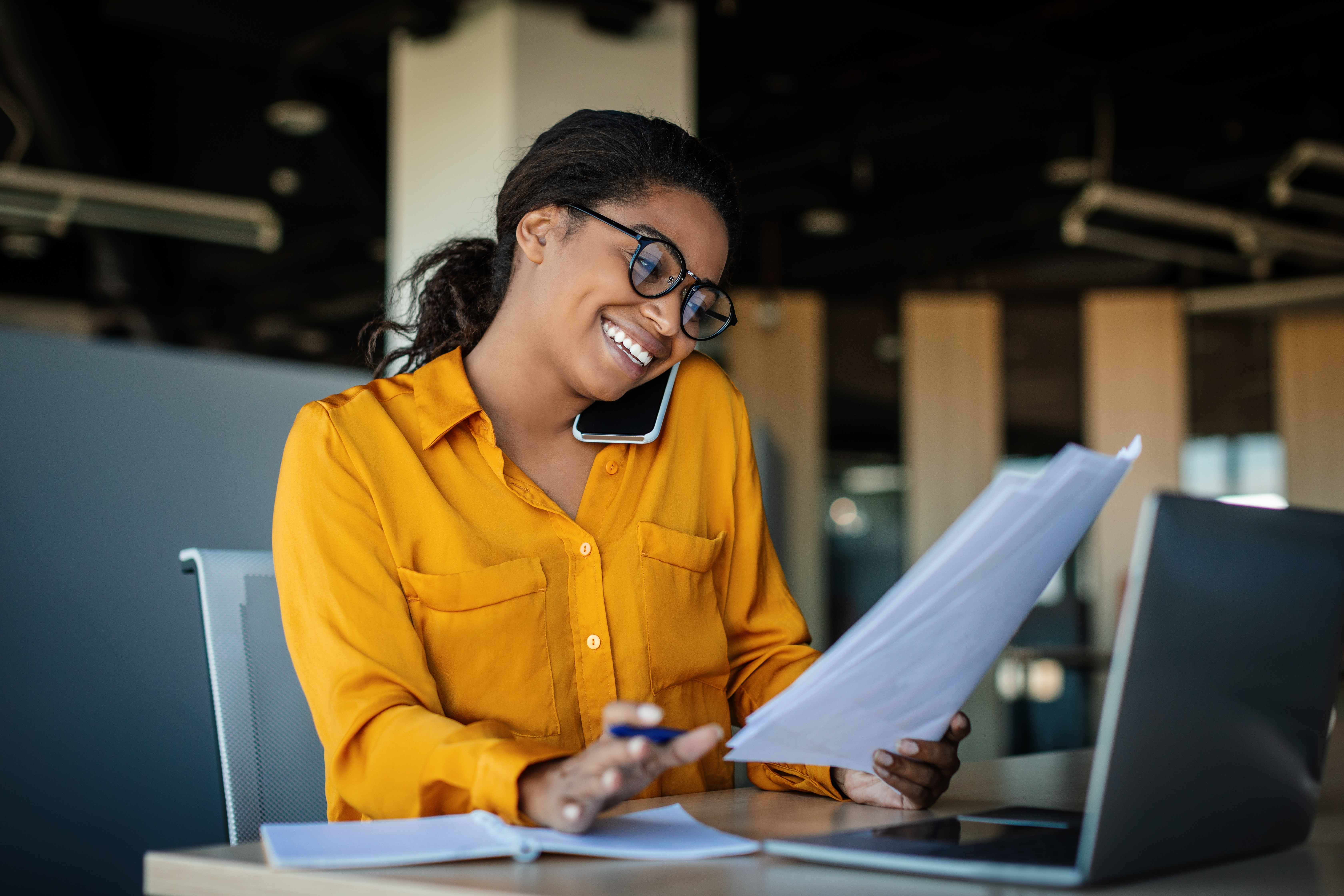 Corporate,Communication.,Happy,Black,Female,Manager,Working,With,Papers,And Corporate,Communication.,Happy,Black,Female,Manager,Working,With,Papers,And